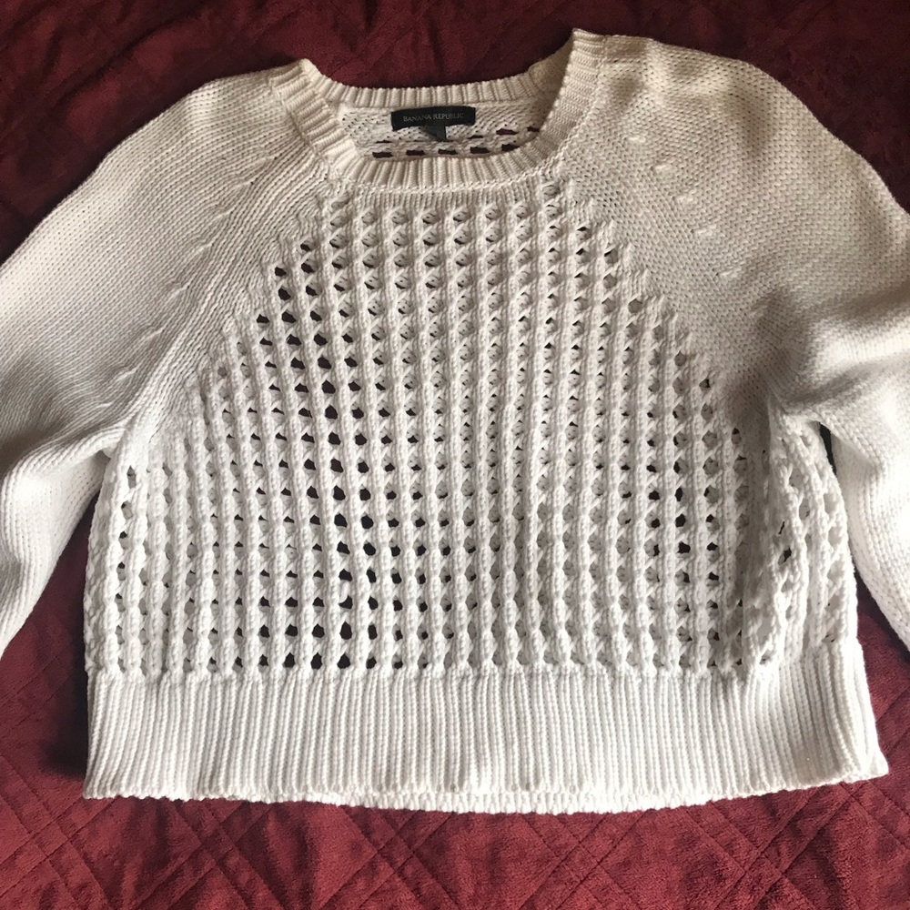 banana republic white knitted shirt